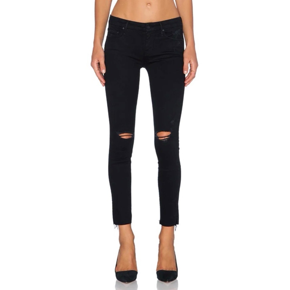 MOTHER black ripped jeans